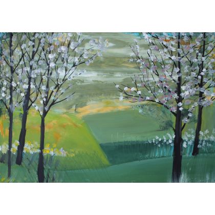 Paweł Dąbrowski - obrazy olejne - "Magnolie" 30x21cm foto #1