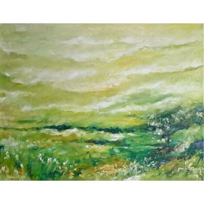 Wiosenna łaka, Sara Mondrian, obrazy olejne