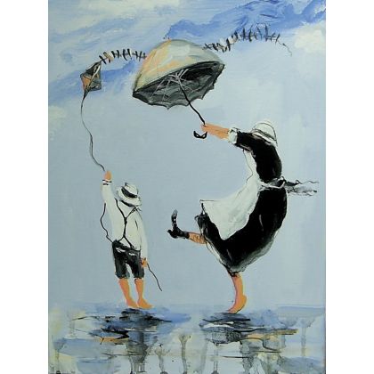 Dariusz Grajek - olej + akryl - Latawiec i parasol... foto #1