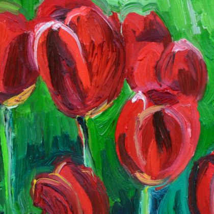 Elżbieta Marzan - obrazy olejne - Czerwone tulipany foto #1