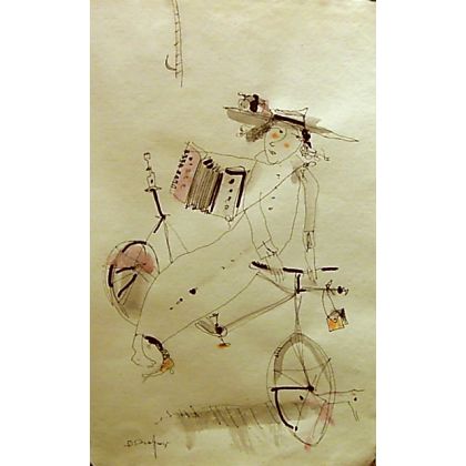 Dariusz Grajek - grafika warsztatowa - Na bicyklach..... foto #1