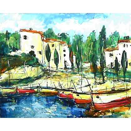 W Port Lligat....., Dariusz Grajek, olej + akryl