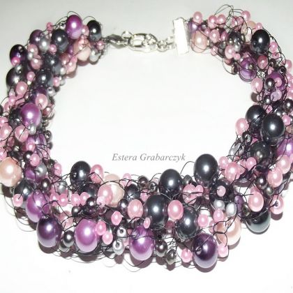 różowe perły, Estera Grabarczyk, korale,naszyjniki
