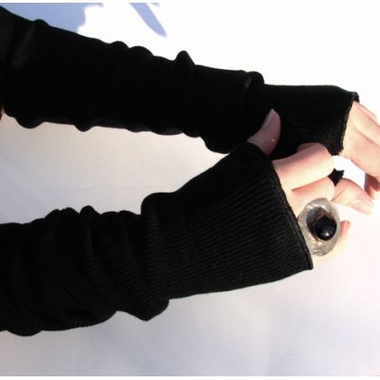 getry-rękawiczki czarne, halo-pracownia, mitenki i rękawiczki