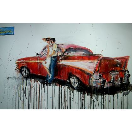 Dariusz Grajek - olej + akryl - Cadillac i zakochani... foto #1