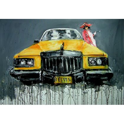 Dariusz Grajek - olej + akryl - Cadillac i pani.... foto #1