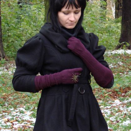 dłuuuugie fioletowe, halo-pracownia, mitenki i rękawiczki