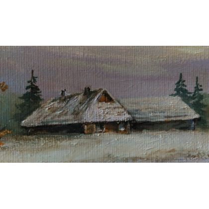 Danuta Rydygier - obrazy olejne - zimowy pejzaż wiejski foto #4