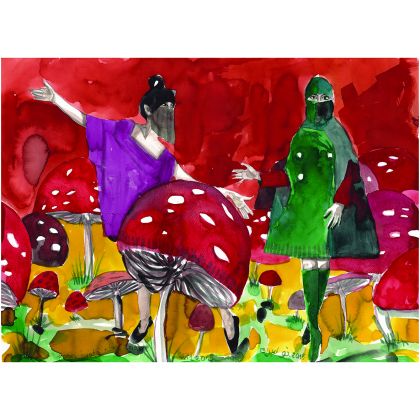 Muchomory 42x56cm, Paweł Dąbrowski, obrazy akwarela