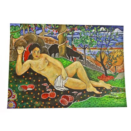 Sara Mondrian - obrazy akwarela - Kolorowy Gauguin dla P Izabeli foto #4