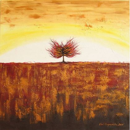 Abstrakcja Złote Drzewo, Emilia Czupryńska, obrazy olejne