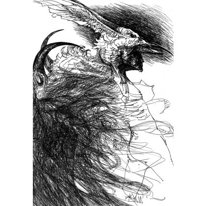 Czarodziej, Krzysztof Krawiec, rysunek tuszem
