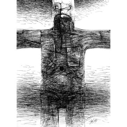 Golem  *piórko, Krzysztof Krawiec, rysunek tuszem