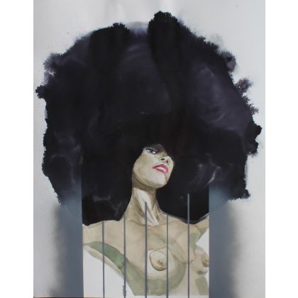 Afro 42x56cm, Paweł Dąbrowski, obrazy akwarela