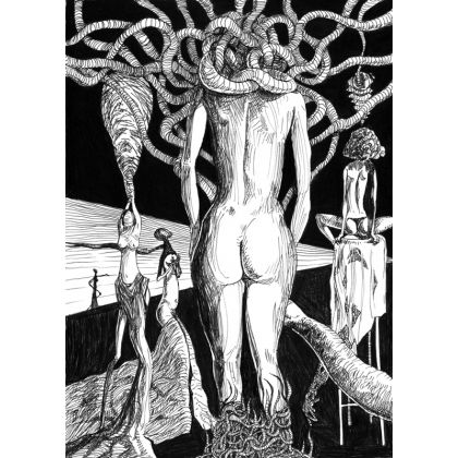 Meduza, Krzysztof Krawiec, rysunek tuszem