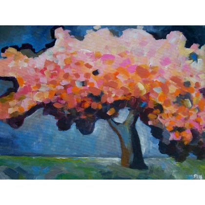 Wiosenne drzewo, Paulina Lebida, obrazy akryl