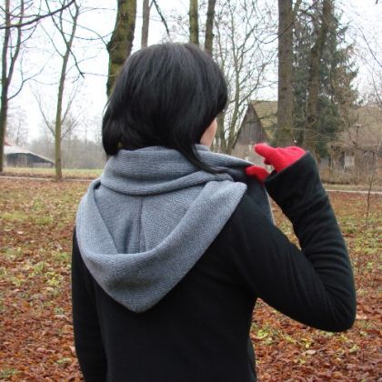 szalokaptur z mufką popielaty, halo-pracownia, czapki