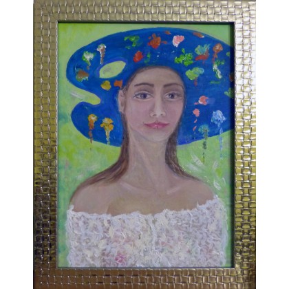 Elżbieta Goszczycka - obrazy olejne - Portret w złotej ramce foto #2
