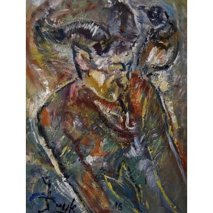 Faun i sroka, 60x80 cm, 2016, Eryk Maler, obrazy olejne
