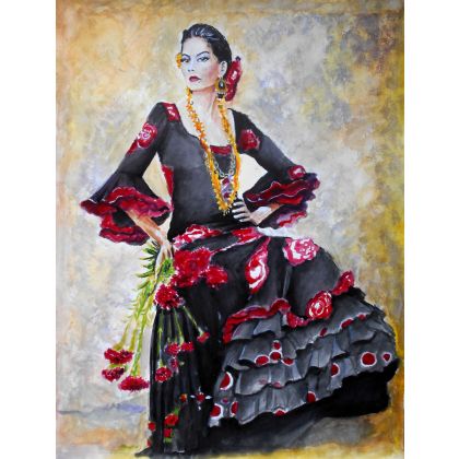 Flamenco v, Włodek Rybacki, obrazy akwarela