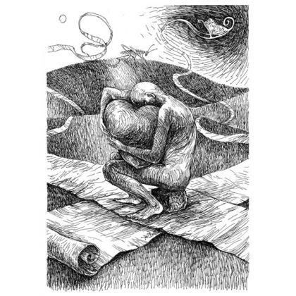List o romantycznym chłopcu, Krzysztof Krawiec, rysunek tuszem
