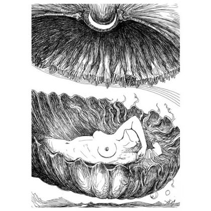 List o śpiącej dziewczynie, Krzysztof Krawiec, rysunek tuszem