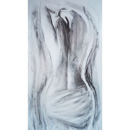 Woman 30x50, Alina Louka, rysunek węglem