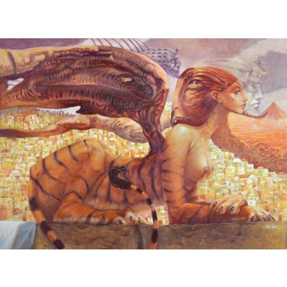 Sfinks Tygrysi, Krzysztof Krawiec, obrazy akryl
