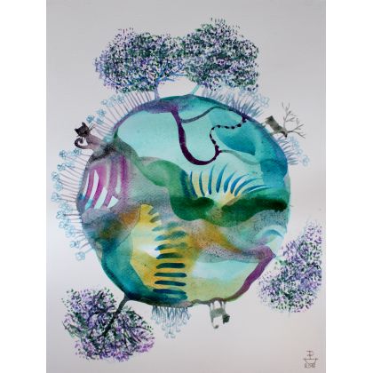Cudowna Planeta 30x40cm, Paweł Dąbrowski, obrazy akwarela