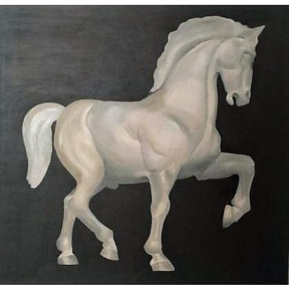 Obraz olejny, akrylowy Koń sculpture, Małgorzata Gazduła, olej + akryl