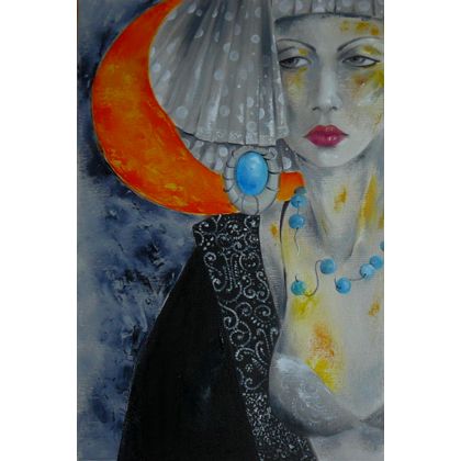 Kobieta z turkusem, Iwona Wierkowska-Rogowska, obrazy olejne