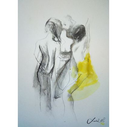 yellow 30x40, Alina Louka, rysunek węglem