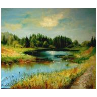 Jesienny pejzaż 70-60cm obraz olejny