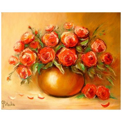 Róże     obraz olejny  33-41cm, Grażyna Potocka, obrazy olejne