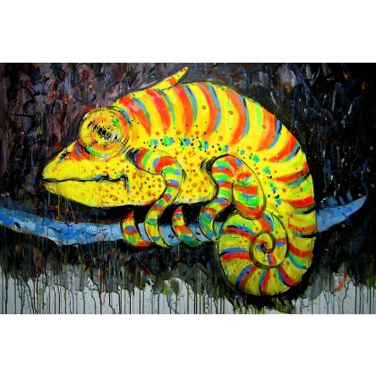 Kameleon..., Dariusz Grajek, olej + akryl