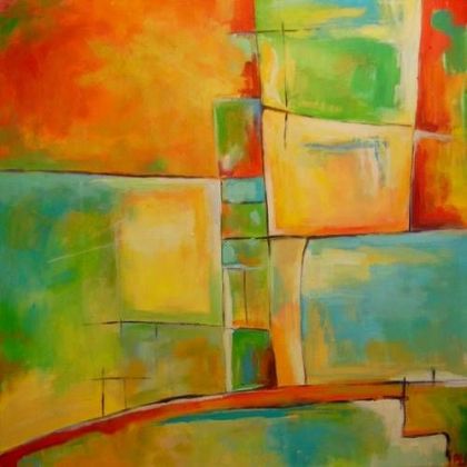 Optymistyczna abstrakcja, Paulina Lebida, obrazy akryl