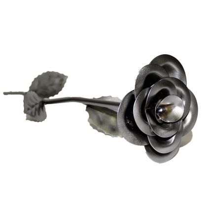 Metalowa róża w kolorze srebrnym, Asdom Metal Design, dekory stojące