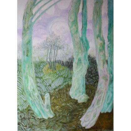 Wiosna - lekkość i świeżość pierwszej zieleni, Elżbieta Goszczycka, obrazy olejne