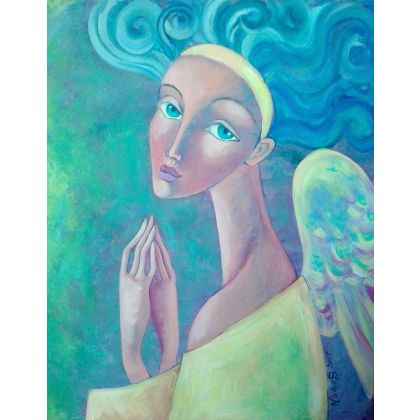 Modlący się anioł, Nadia Siemek, obrazy akryl