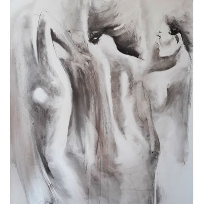 woman 75x70, Galeria Wanda Willam, rysunek węglem