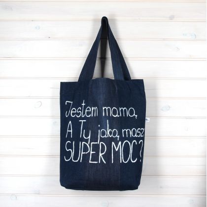 Dżinsowa torba Jestem mamą, GoDeco, torebki recycling