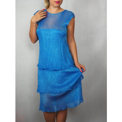 Niebieska sukienka z falbanami, Krzysztof Paweł Kowalski, sukienki