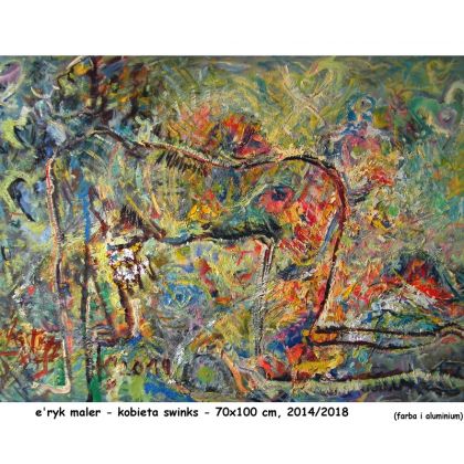 Eryk Maler - obrazy olejne - Akt, Kobieta sfinks i serca, 70x100 foto #1