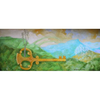 Pejzaż z kluczem, Elżbieta Goszczycka, obrazy olejne
