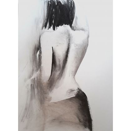 woman 40x70, Galeria Wanda Willam, rysunek węglem