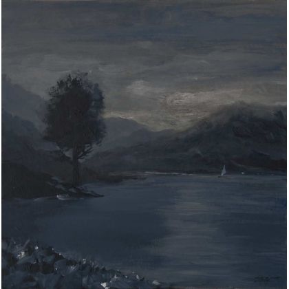 Wieczór nad jeziorem - obraz akrylowy, Witold Kubicha, obrazy akryl