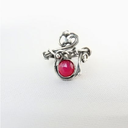 Pierścionek srebrny z agatem różowym, AnimaBiżu, pierścionki