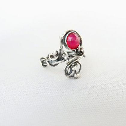 AnimaBiżu - pierścionki - Pierścionek srebrny z agatem różowym foto #1