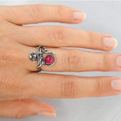AnimaBiżu - pierścionki - Pierścionek srebrny z agatem różowym foto #3