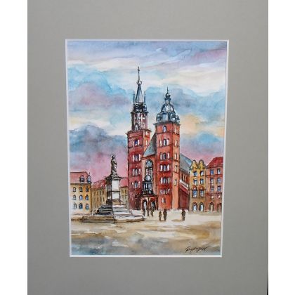 Kraków, kościół Mariacki, Danuta Rydygier, obrazy akwarela